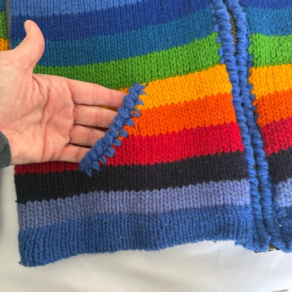 VINTAGE‎ 100% Wool Rainbow Jacket S - Picture 8 of 13